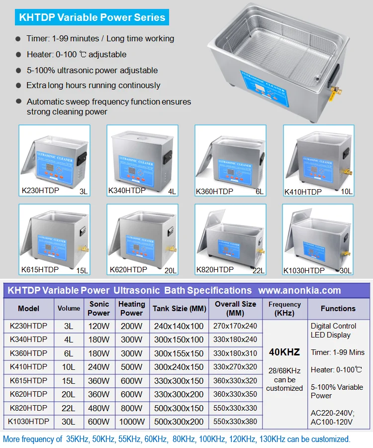 
30L Automatic Sweep Frequency Stainless Steel Ultrasonic Bath Cleaner 