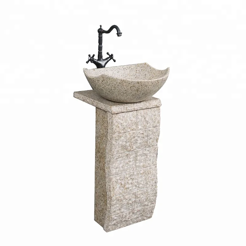 natural stone bathroom pedestal sink round wash basin for sale