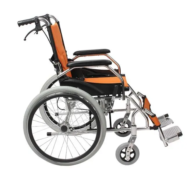 Manual Foldable wheel chair for the elderly or the disabled people equipped with high strength plastic hand