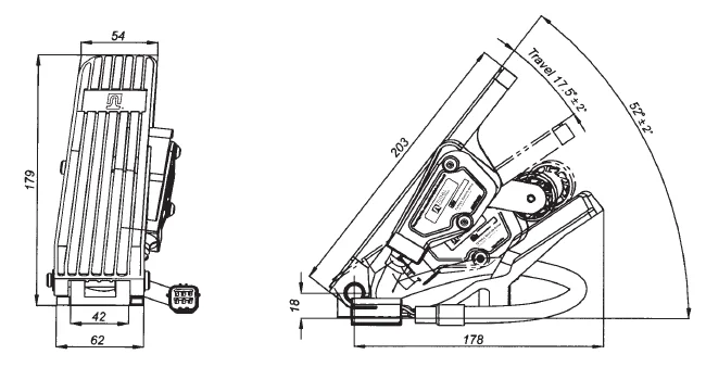 bus and passenger car foot throttle pedal accelerator