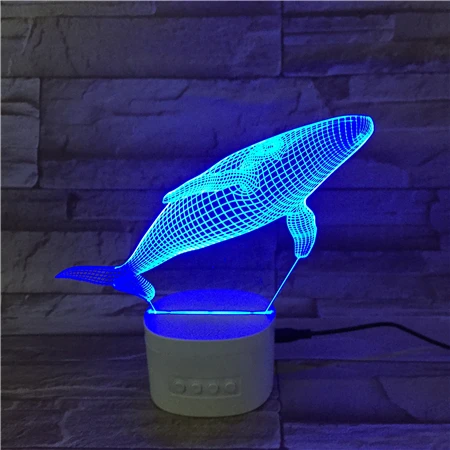 
Portable Gift Home Wireless Speaker MP3 Adjustable Colorful USB LED Lamp With Whale Shape Acrylic Plate 