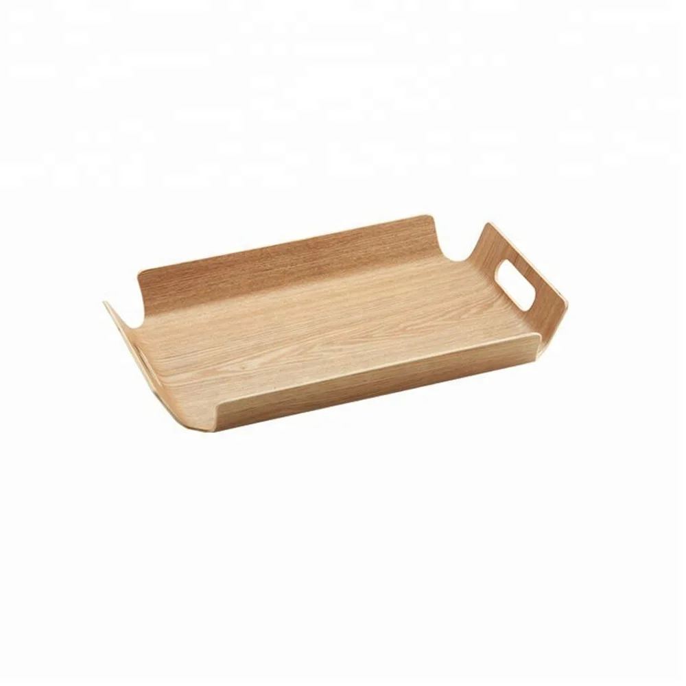 
rectangular bentwood tray, bamboo serving tray with handle 
