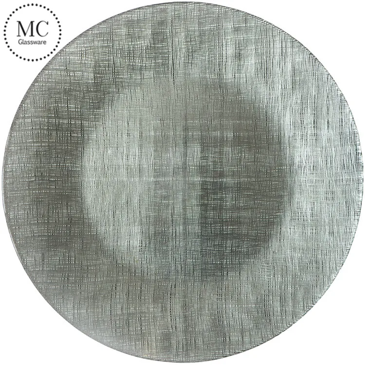 Silver plain wedding glass charger plates wholesale