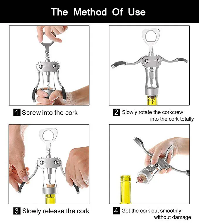 Professional metal winged cork screw wing corkscrew wine opener