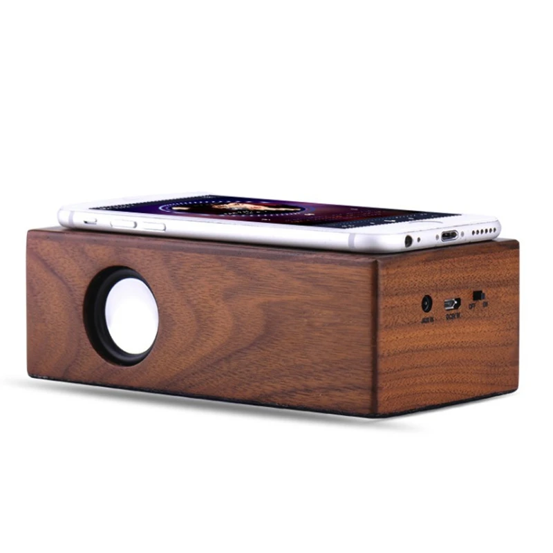 
Hot sale wooden small speaker creative wireless audio retro induction smart phone computer speakers 
