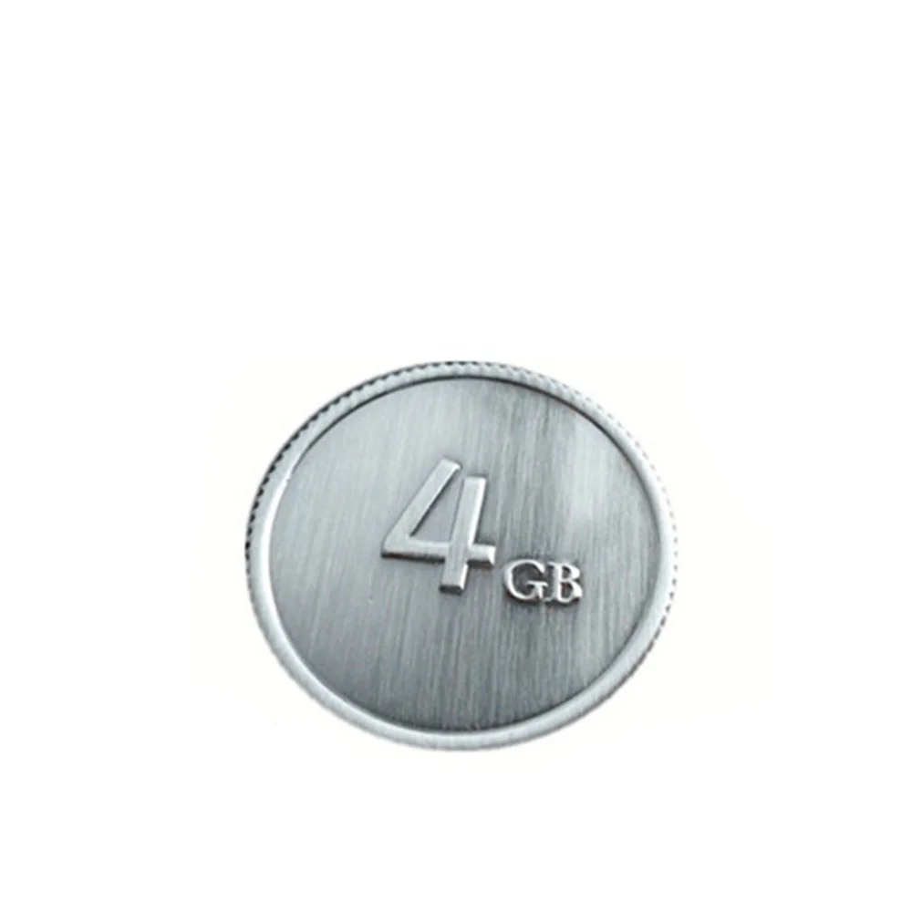 Newest Design Metal Coins Portable USB Pendrive Round Shape Tokens Custom Logo Silver/Gold Coin Acceptor Memory Stick 16G/32G