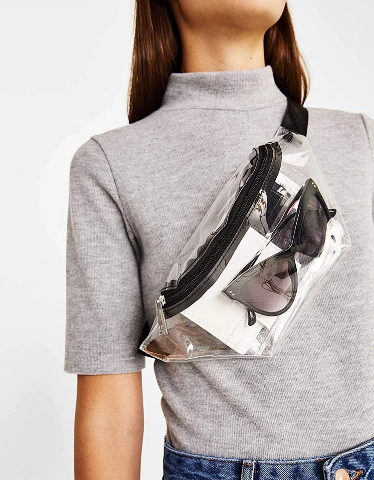 Hot Sell Premium Fashion Waterproof Transparent White Pvc Fanny Pack Waist Bag