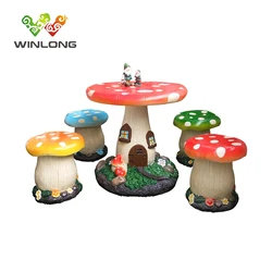 water proof color garden outdoor patio furniture kids cartoon characters mushroom concrete table and chairs for kids