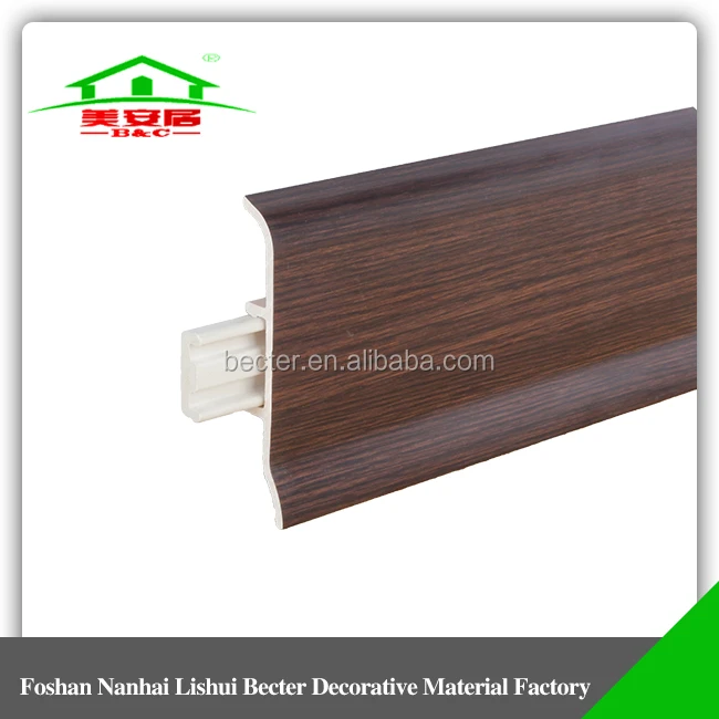 Wood Grain PVC Skirting Board 100mm For Laminate Flooring