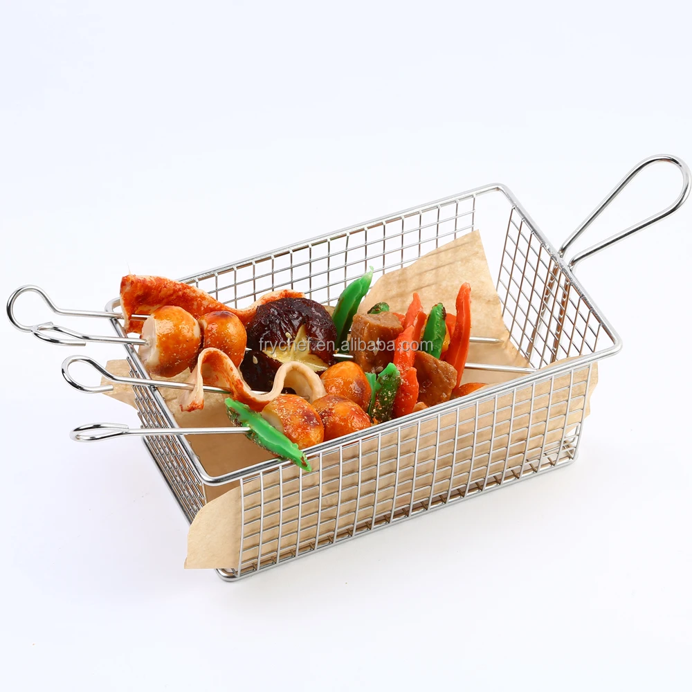 Горячая Распродажа, мини-корзина для французской жарки, жареная курица, Сервировочная тарелка для фаст-фуда, нержавеющая сталь F0056