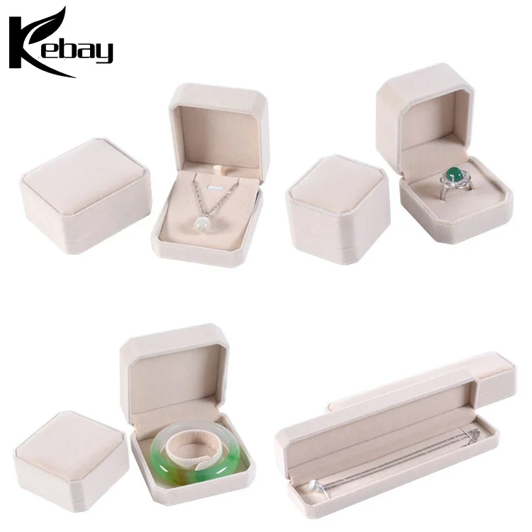 Wholesale custom various colours velvet jewelry ring necklace gift packaging box