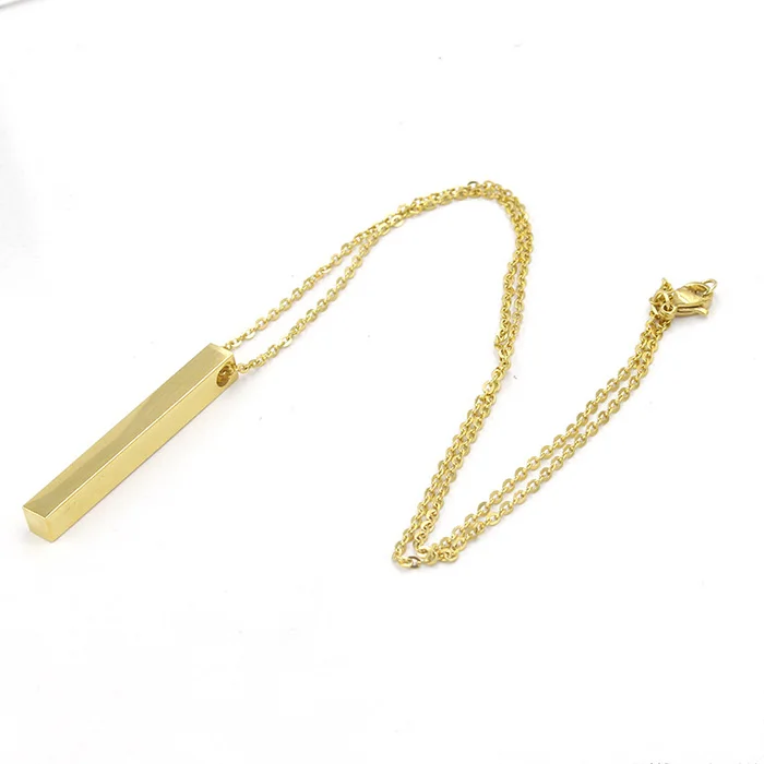 2021 New designs Stainless Steel 18k Yellow Gold Filled Bar Necklace For Women