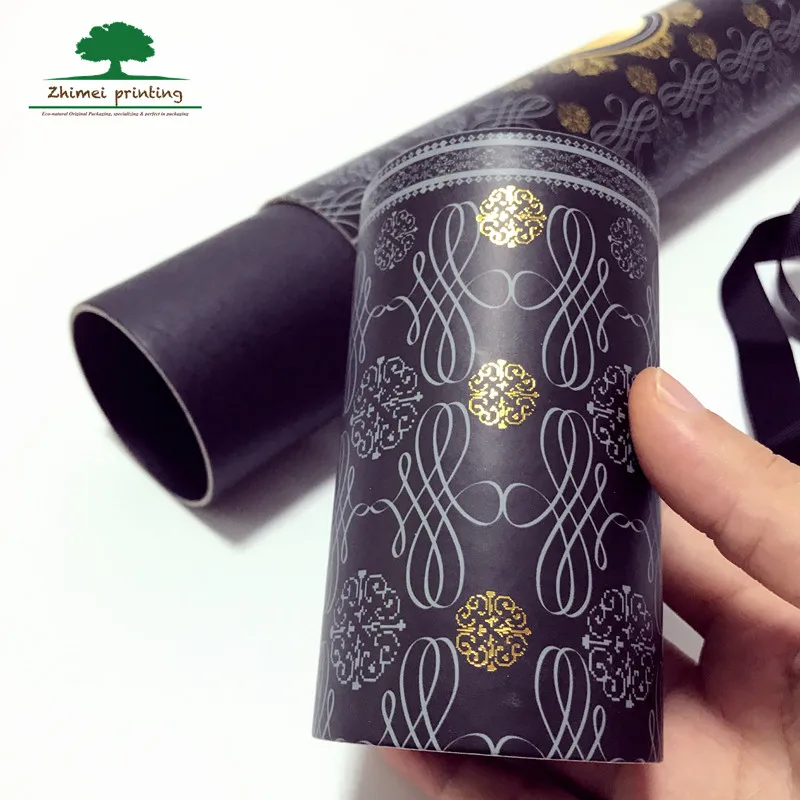 handmade gift packaging cardboard tube packaging for poster/cylinder shape A2, A3 poster packaging paper tube with gold logo