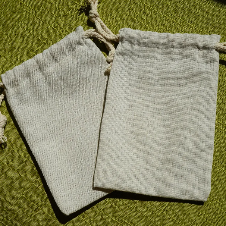 
Cotton linen drawstring bag for packing logo printing linen sack jute bag 
