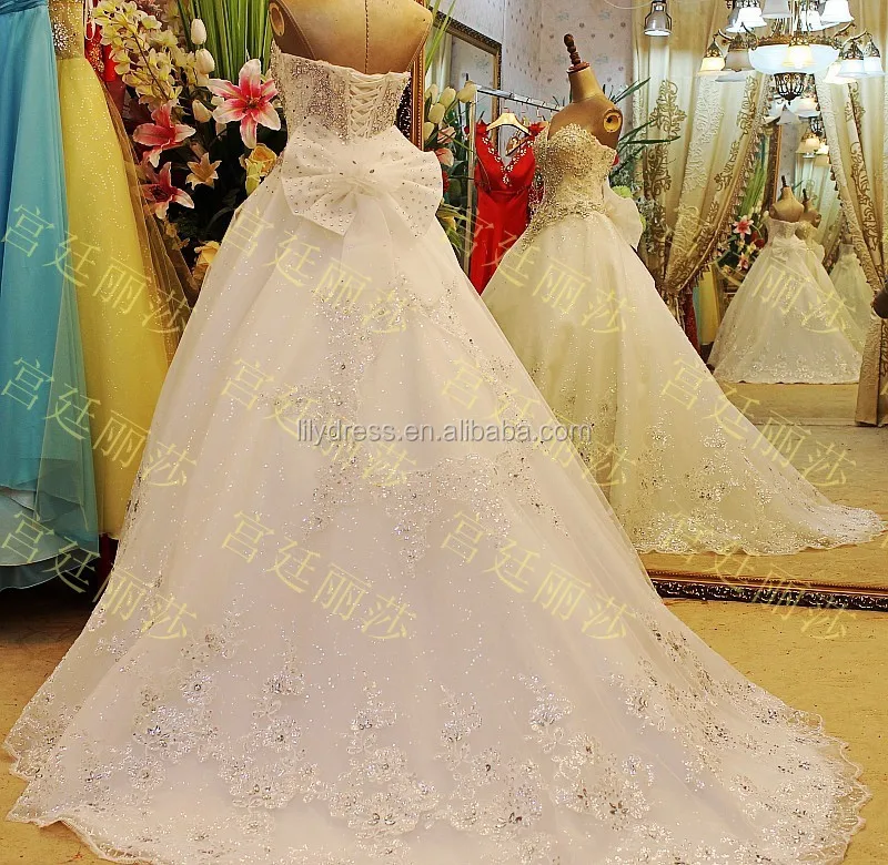 Crystal Beaded Floor Length Custom Make Long Formal Bridal Gown BW364 sweetheart a-line beading bling wedding dresses