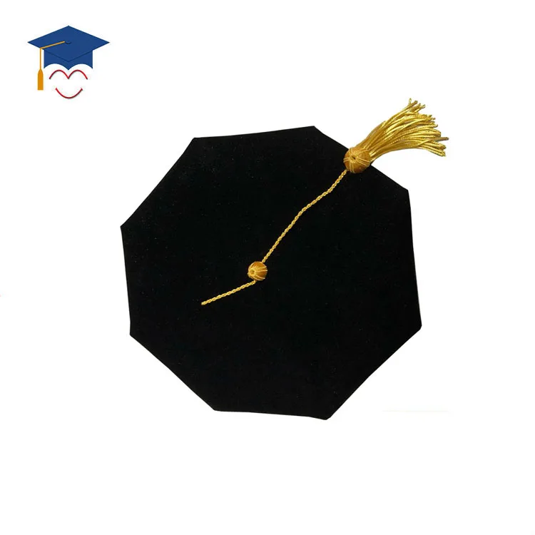 High Quality Graduation 8 Tam with Golden Bullion Tassels
