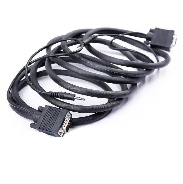 Kuyia 3+6 VGA male to male cable with audio double feeries cord to vga black