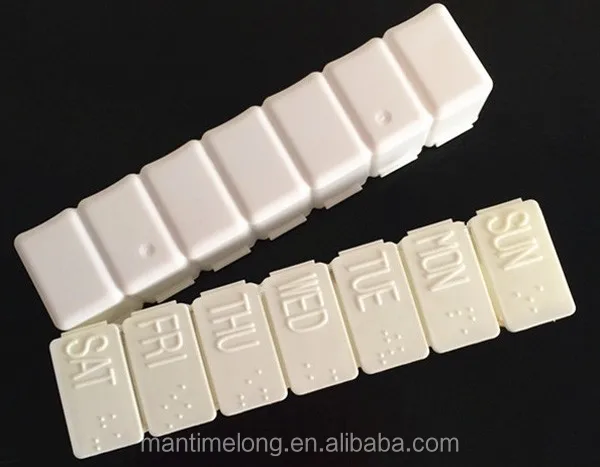 7 Parts Portable Plastic Pill Boxes With Braille For 7 Days Moistureproof Desktop Medical Kits