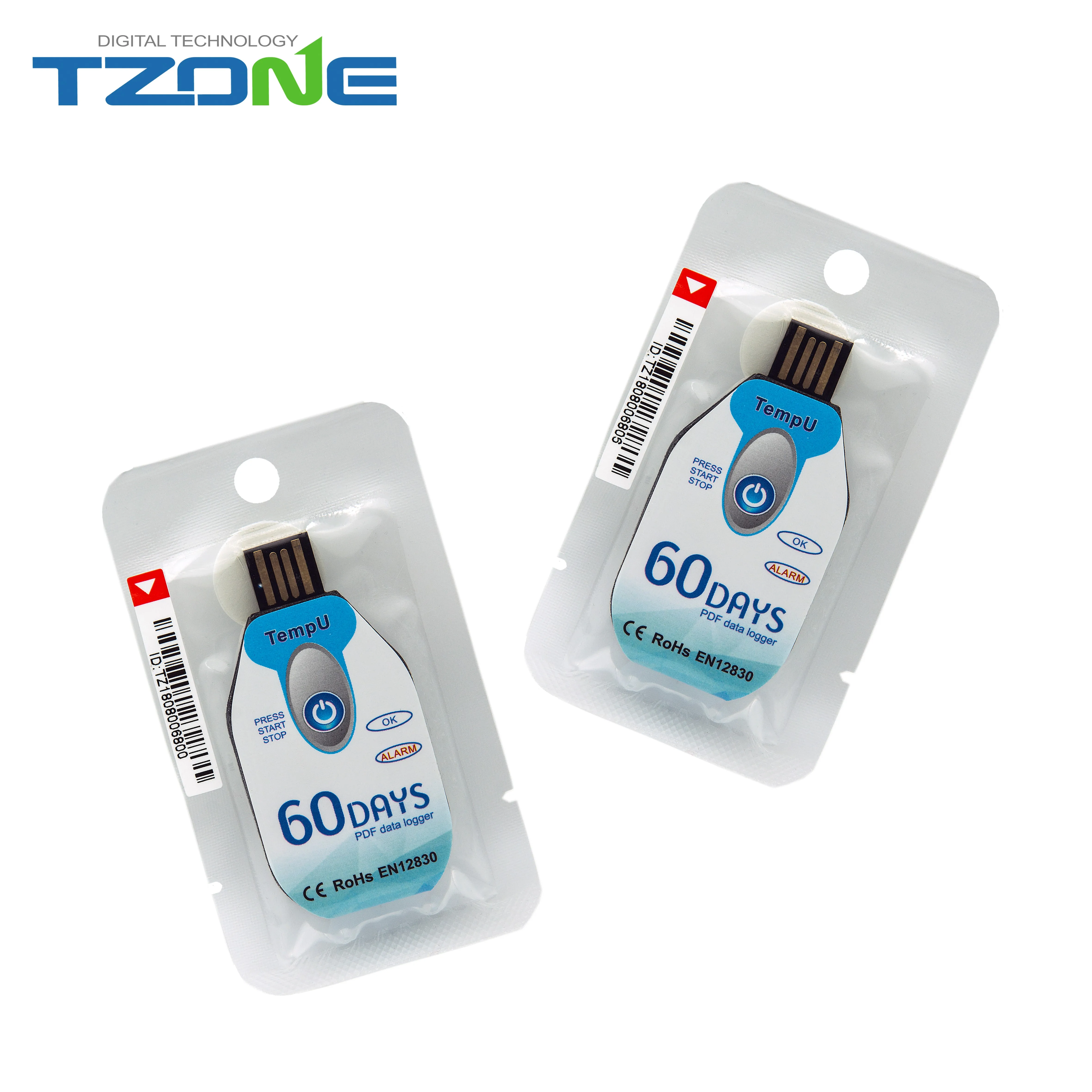 LED Alarm Single Use Cold Chain Temperature Data Logger TempU02