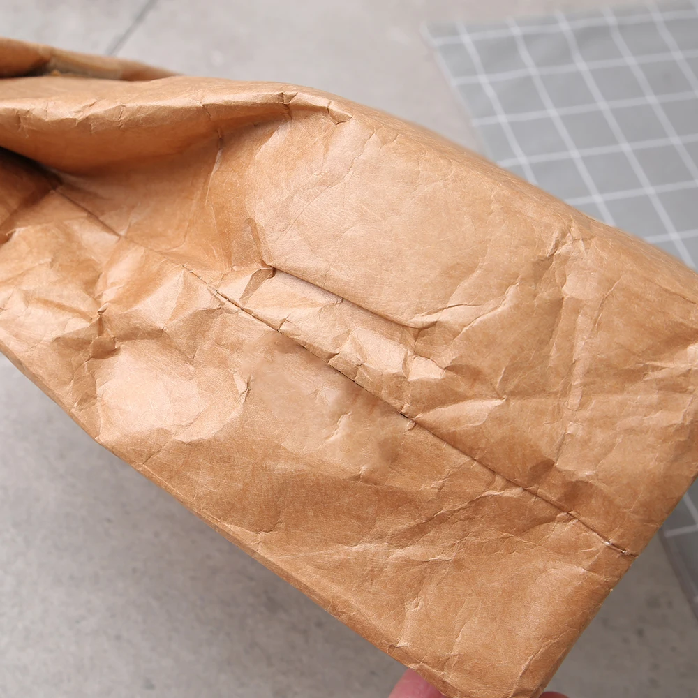 Brown dupont kraft paper waterproof portable thermal insulation lunch bag for picnic