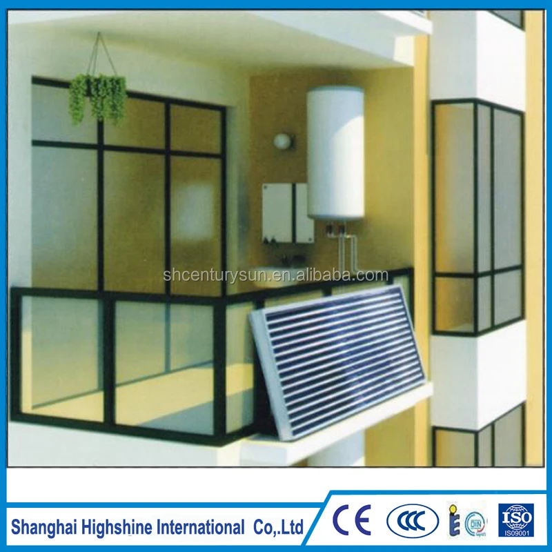 Super Thermal U Heat Pipe Split and Pressurized Balcony Wall Mounted Solar Water Heating System for High Building