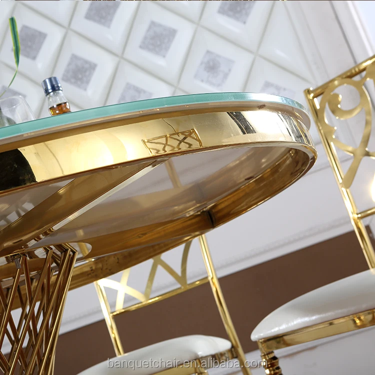 
Simple design used wedding round glass tables for event FD-011T 