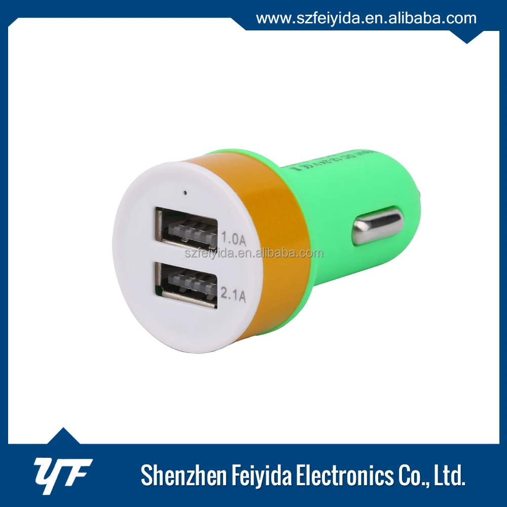 Cheap China Factory Mini Universal Colorful Dual USB Car Charger for iphone Promotional Customizable