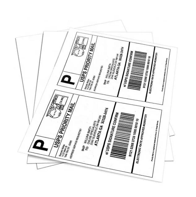 
Paper Shipping Label Self Adhesive Half Sheet Logistic Sticker Hot Sale A4 2 Per Sheet 8.5 X 5.5 Inch 