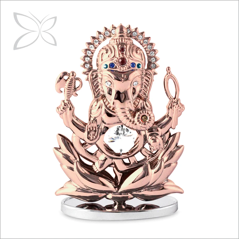 
Crystocraft Rose Gold Plated Metal Lord Ganesha Ganpati Idol Statue Decorated with Brilliant Cut Crystals Diwali Gift  (60201314044)
