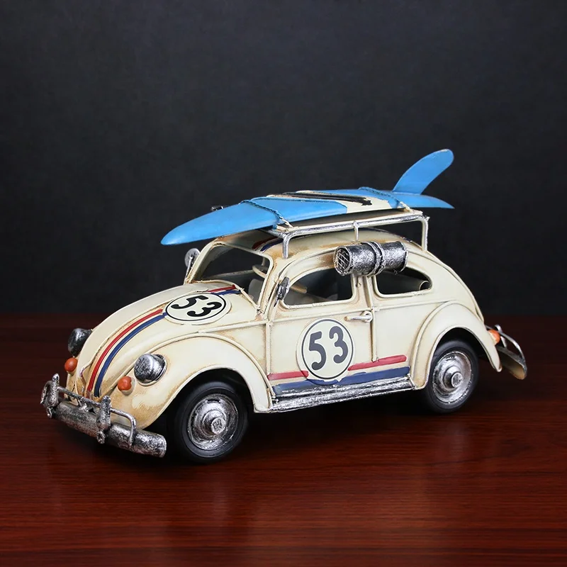 
Vintage Metal Car Model Toys For Children With Photo Frame Miniature Models Retro Creative Home Decor Ornaments 