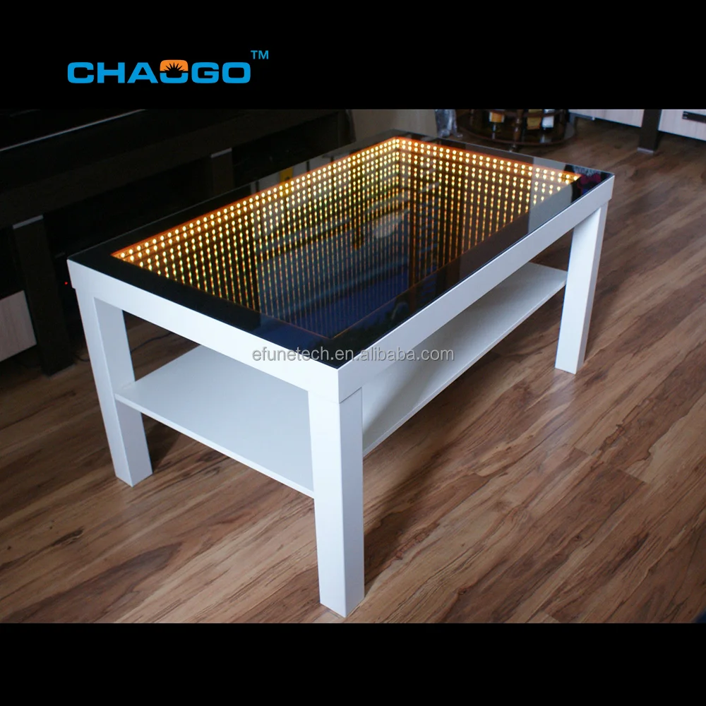 interactive bar furniture infinity table light up illuminated infinity led desk with remote control