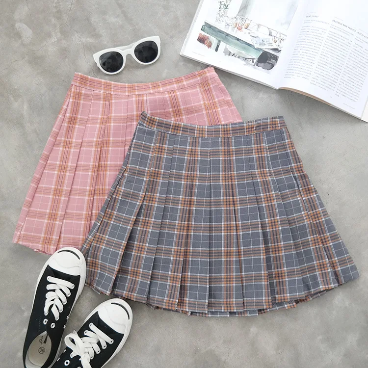 ZH01169B Korean mini skirt school plaid style pleated girl skirt