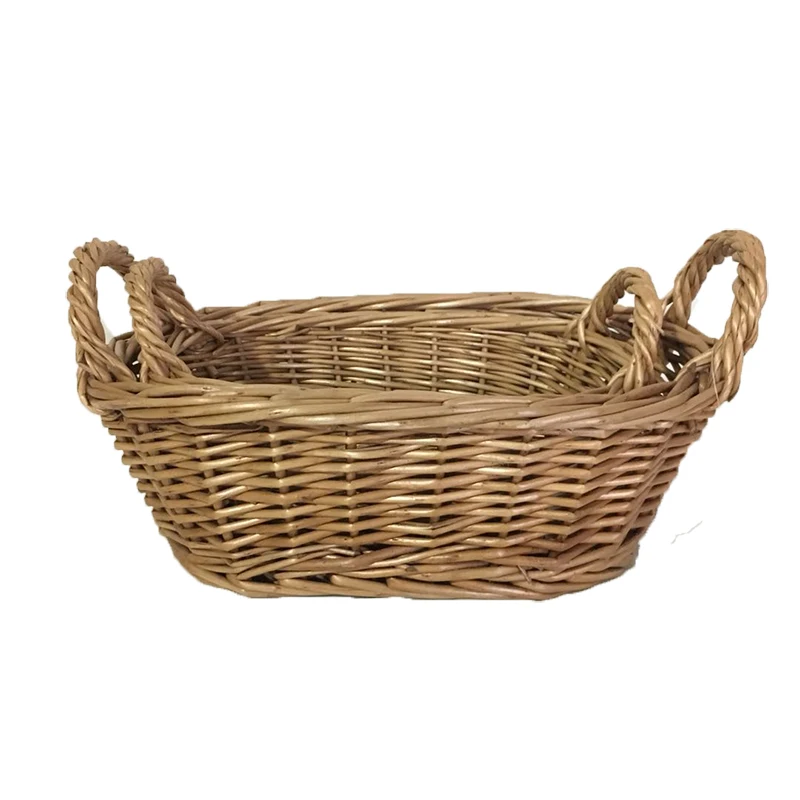 Christmas Gift Round Wicker Storage Baskets With Handle For Sundries Bread Fruit Tray