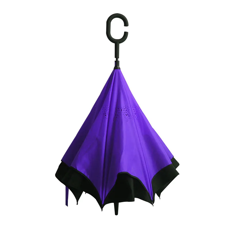 Ok Umbrella Folding Reverse Umbrella Double Layer Inverted Windproof Rain Car Umbrellas For Women