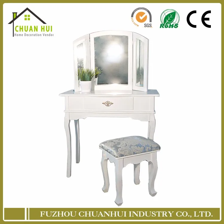 Высочайшее качество антикварной белый красоты комод с зеркалом