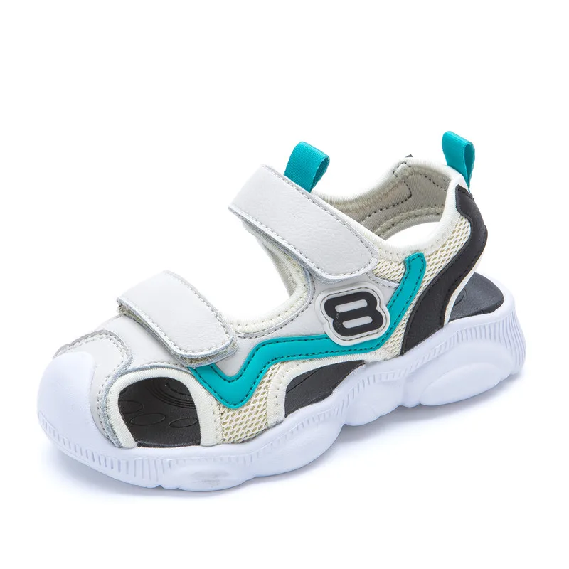 
New Summer High Quality Leather and Mesh Baby Kids Closed Toe Sports Sandals for Boys and Girls 