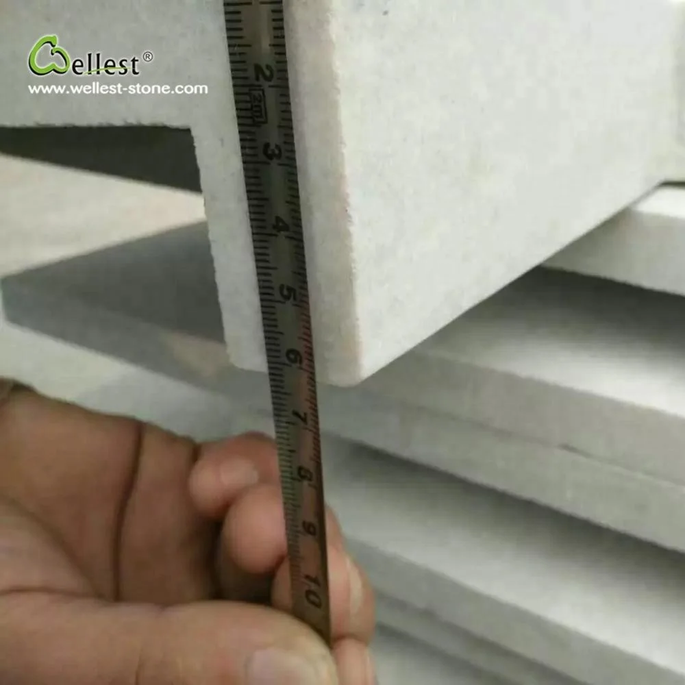 
flamed finish white quartzite pool coping corner stone 