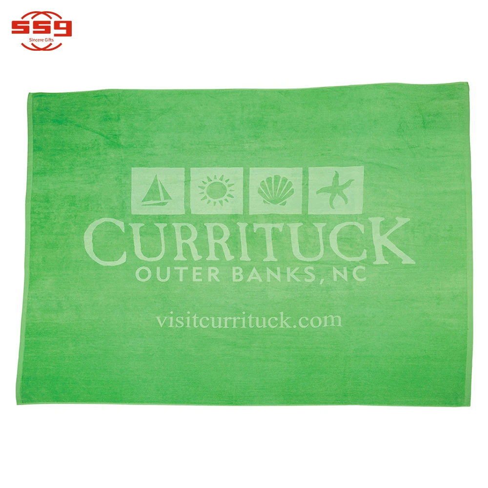 Promotional Cheap Full Color Cotton Large Beach Towel With Logo Custom Print