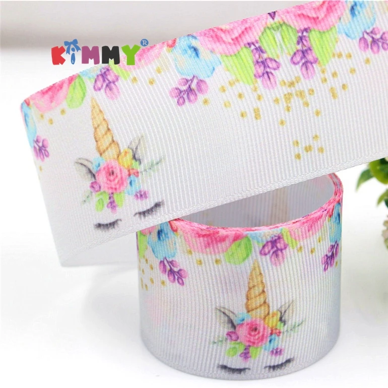 38mm Width Printed Grosgrain Ribbons Unicorn Wedding Decoration Packing Cinta Fita Ribbons Unicorn Gift