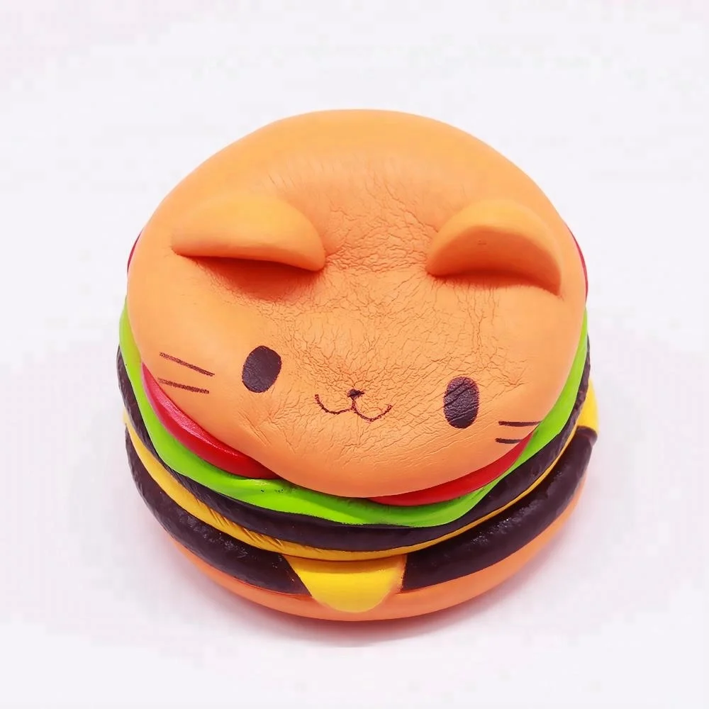 
Lovely Cat Hamburger Squishy Soft Toy Funny Toy Children Gift PU Food Kids Squishy Toy 