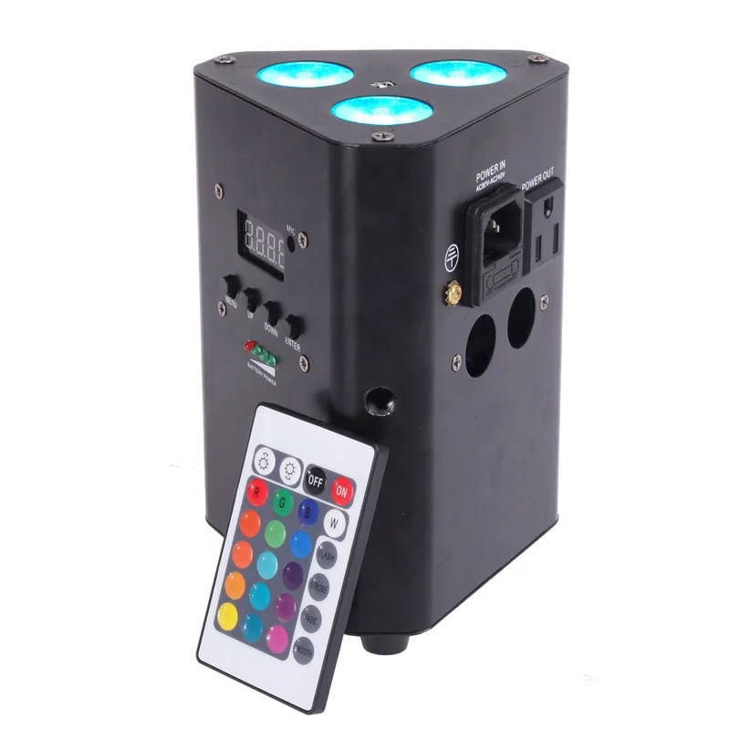 IR Remote control dmx 512 3X10W 4 IN 1 Battery power  truss Decoration slim led par 64 can