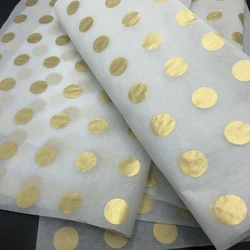 17g Acid Free White Tissue Paper with Gold Circle Printed Logo Wrapping Paper/MF acid free tissue paper