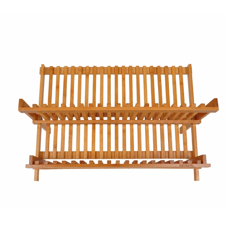 Eco-friendly Bamboo Drying Holder Kitchen Folding Dish Rack and Holders