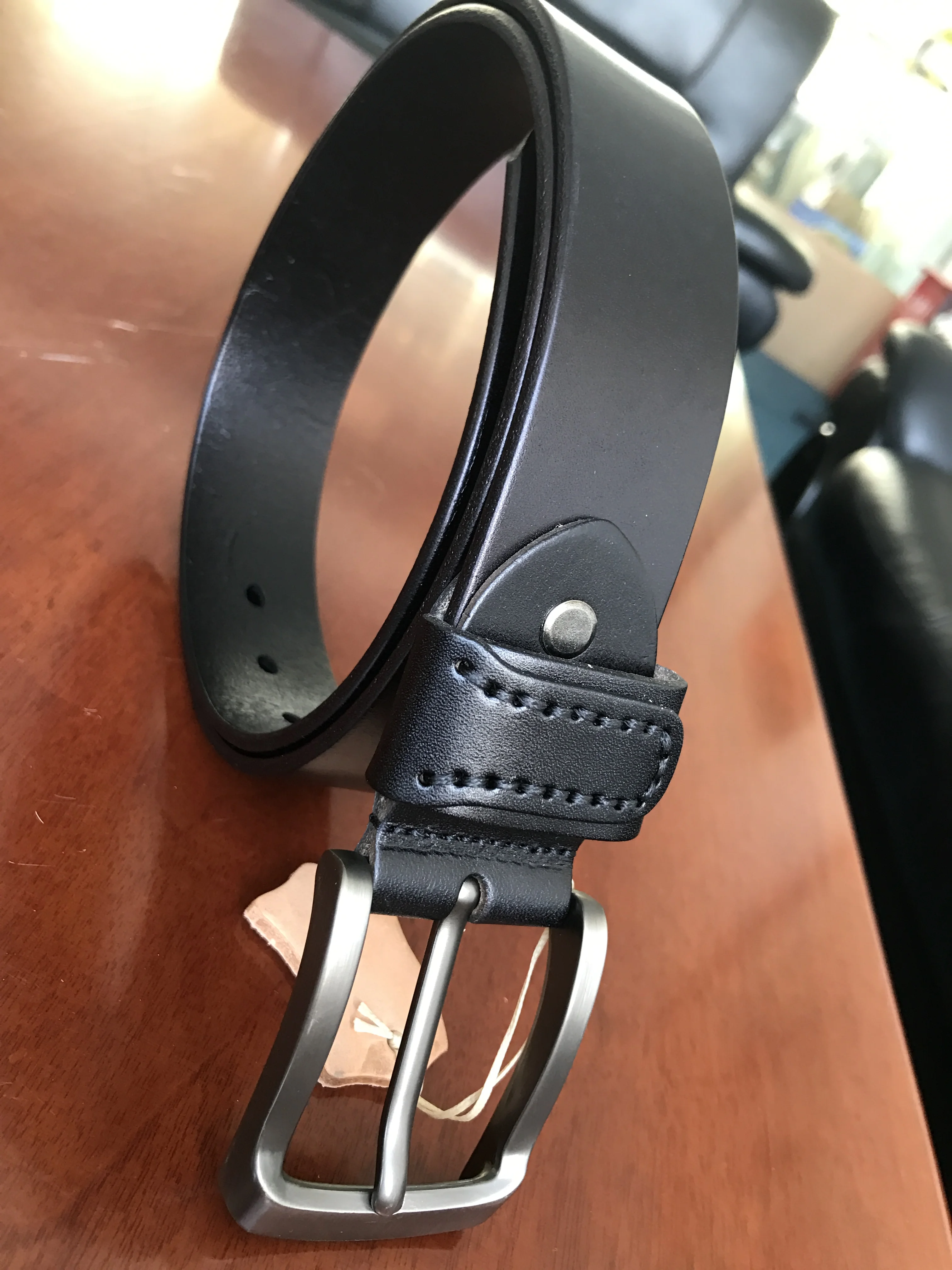 TOP Crown Leather Unisex Genuine Leather Belt/Cowhide Genuine Leather Belts with Handmade Stitching