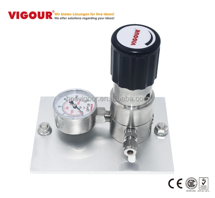 Single stage high purity gas fixed pressure gauge adjustable gas pressure regulator