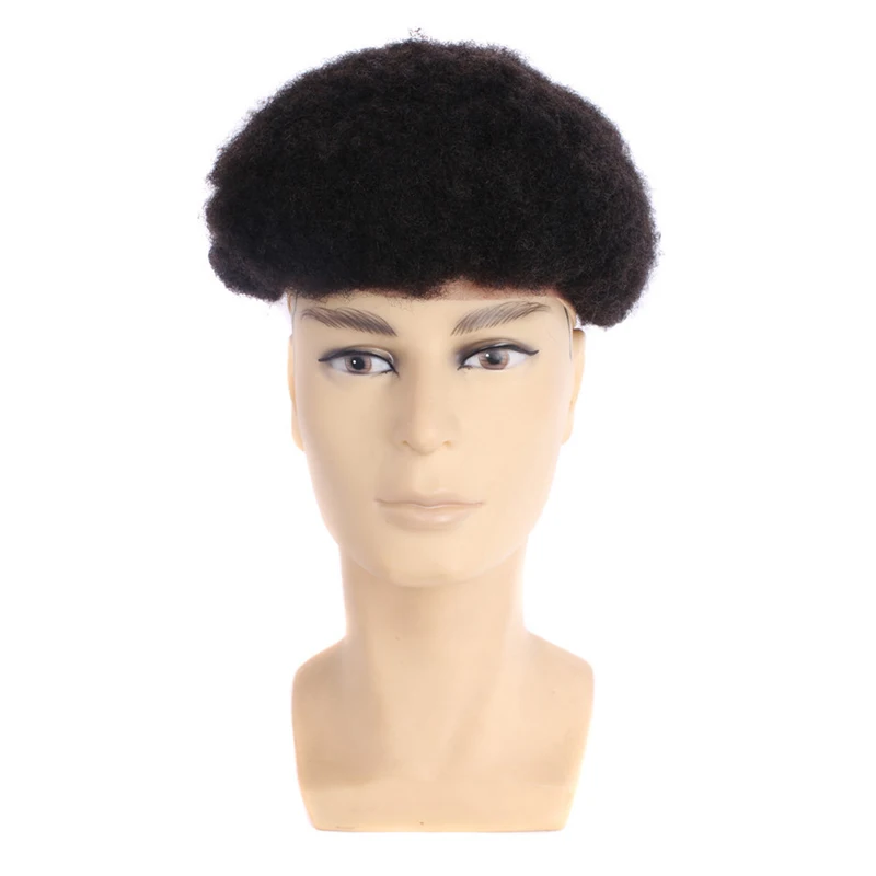 light density afro swiss replacement thin skin Wholesale Man Hair Men Human Black Cheap Pu Base Wig Weave Unit Male Afro Toupee