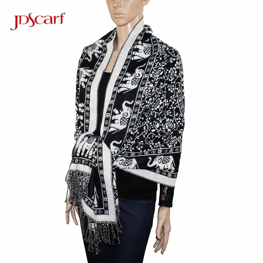 Elephant flamenco hand kashmir kani pashmina large embroidered shawl