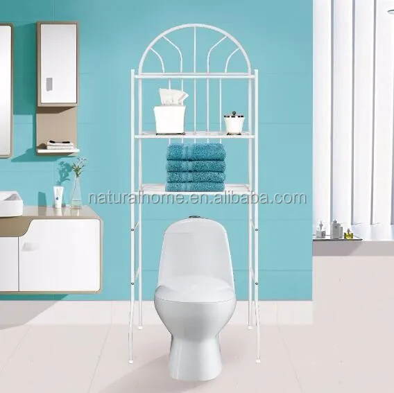 
High Quality White Black Metal Storage Rack For Bathroom Toilet 3 tiers Space Saver Shower Shelf 