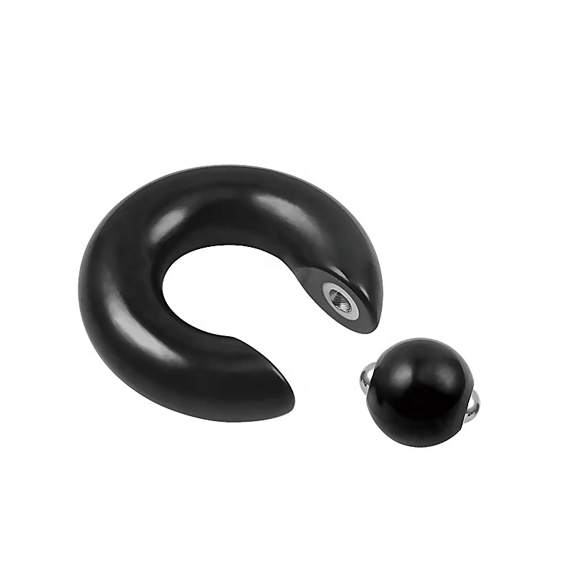 Stainless steel piercing jewelry heavy large gauge spring loaded snap fit ball closure ring