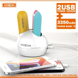 Gift items Power Bank Station Fast Charging 3 Mini PowerBank 3350mah MOXOM Powerbank Smart With Cables